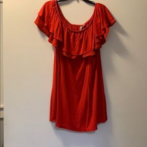 Red off the shoulder shirt